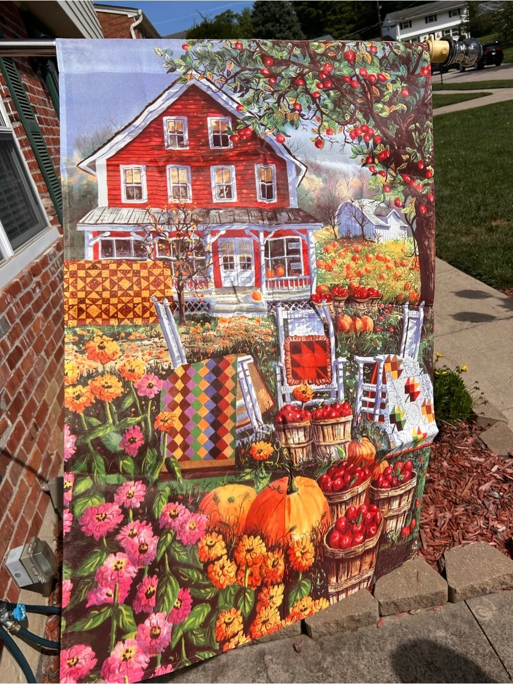 Autumn Harvest Farmhouse Wall Art Peinted Flag